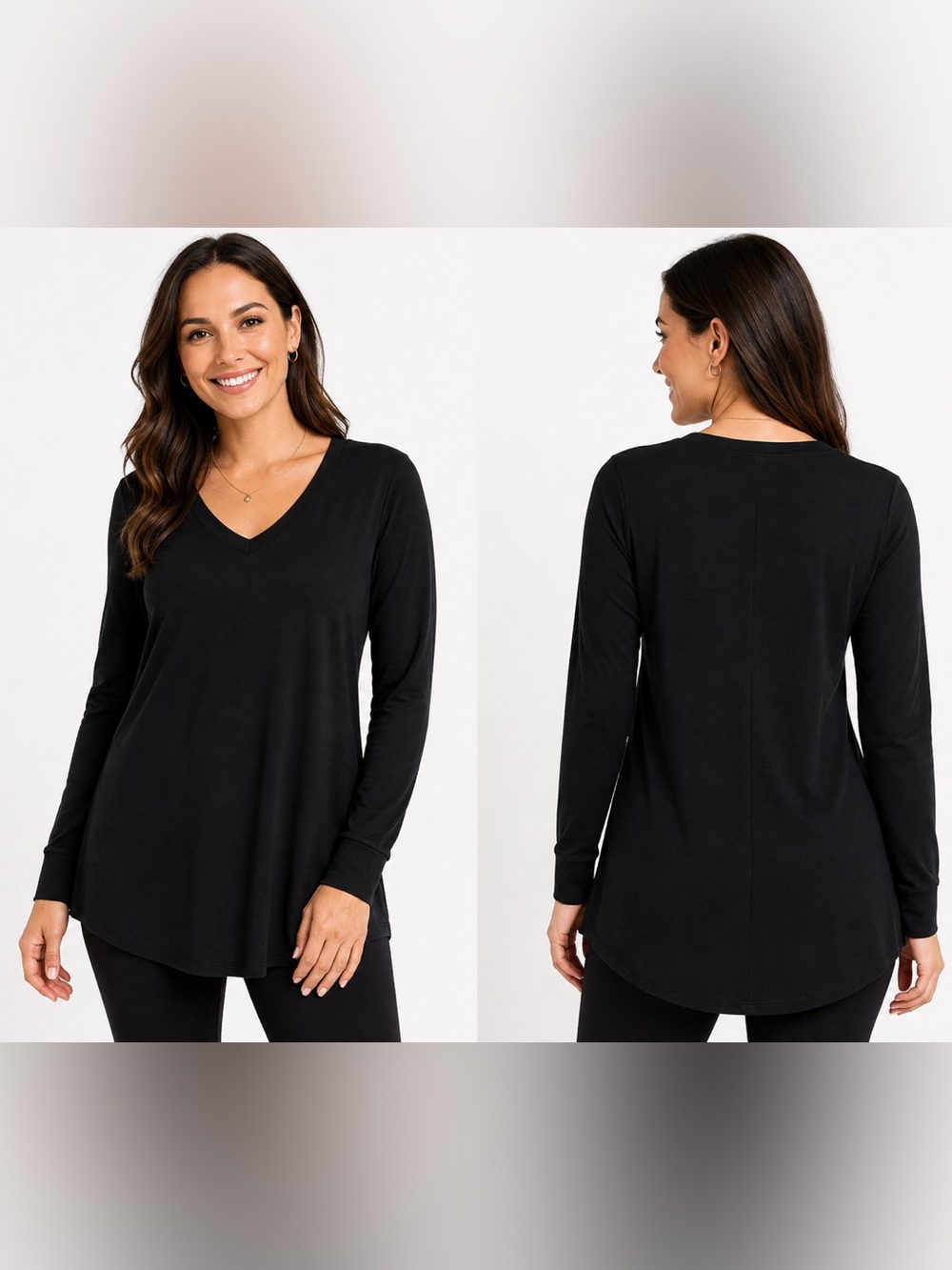 Universal Standard Black V-Neck Long Sleeve Tunic Top Women’s XS